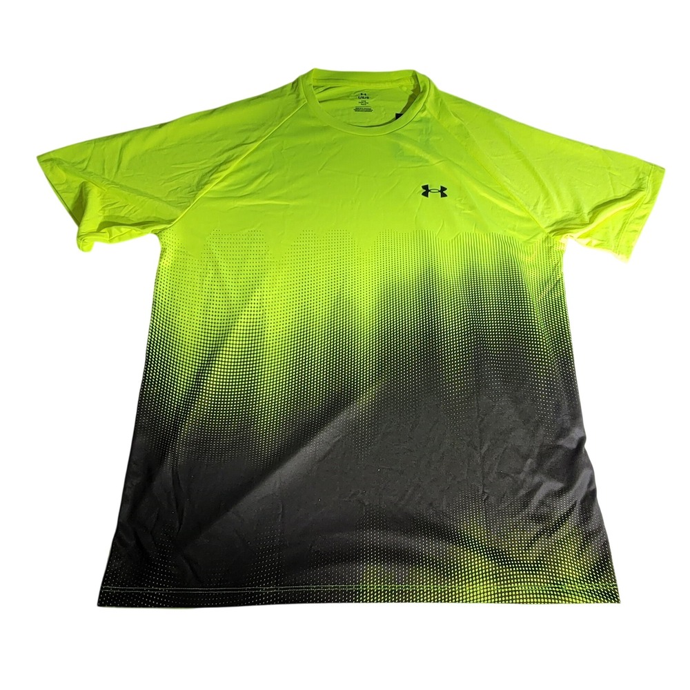 Under Armour Mens Neon Yellow Black Gradient Fade Loose Fit T-Shirt Large